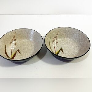 Ucagco Japan Wild Rice Stoneware Coup Cereal Bowl Oven Proof Black Lacquer 6 In